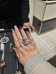 Chanel Fragrant Faux Denim Floral Double C Ring - 3