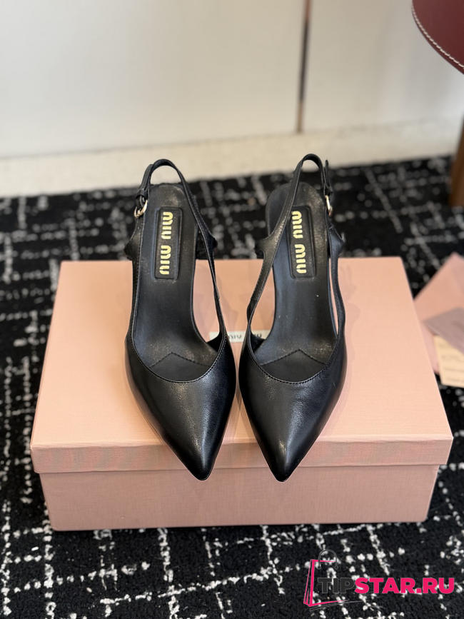 Miumiu Nordstrom Waxed Calfskin Slingback Pump Black - 1