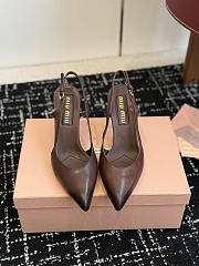 Miumiu Nordstrom Waxed Calfskin Slingback Pump Dark Chocolate Brown - 1