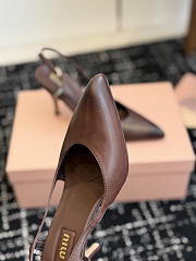 Miumiu Nordstrom Waxed Calfskin Slingback Pump Dark Chocolate Brown - 4