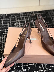 Miumiu Nordstrom Waxed Calfskin Slingback Pump Dark Chocolate Brown - 3