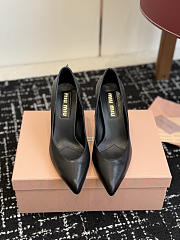 Miumiu Waxed Calfskin Pointy Toe Pump Black - 1