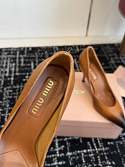 Miumiu Waxed Calfskin Pointy Toe Pump Caramel Brown - 5
