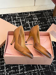 Miumiu Waxed Calfskin Pointy Toe Pump Caramel Brown - 4