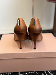 Miumiu Waxed Calfskin Pointy Toe Pump Caramel Brown - 3