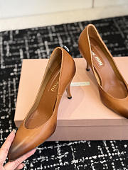Miumiu Waxed Calfskin Pointy Toe Pump Caramel Brown - 2