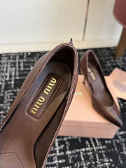 Miumiu Waxed Calfskin Pointy Toe Pump Dark Chocolate Brown - 6