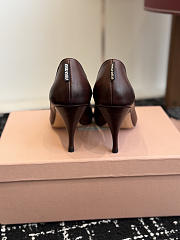 Miumiu Waxed Calfskin Pointy Toe Pump Dark Chocolate Brown - 5