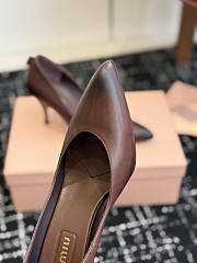 Miumiu Waxed Calfskin Pointy Toe Pump Dark Chocolate Brown - 3
