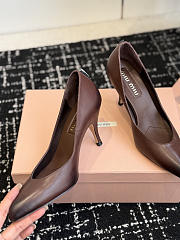 Miumiu Waxed Calfskin Pointy Toe Pump Dark Chocolate Brown - 2