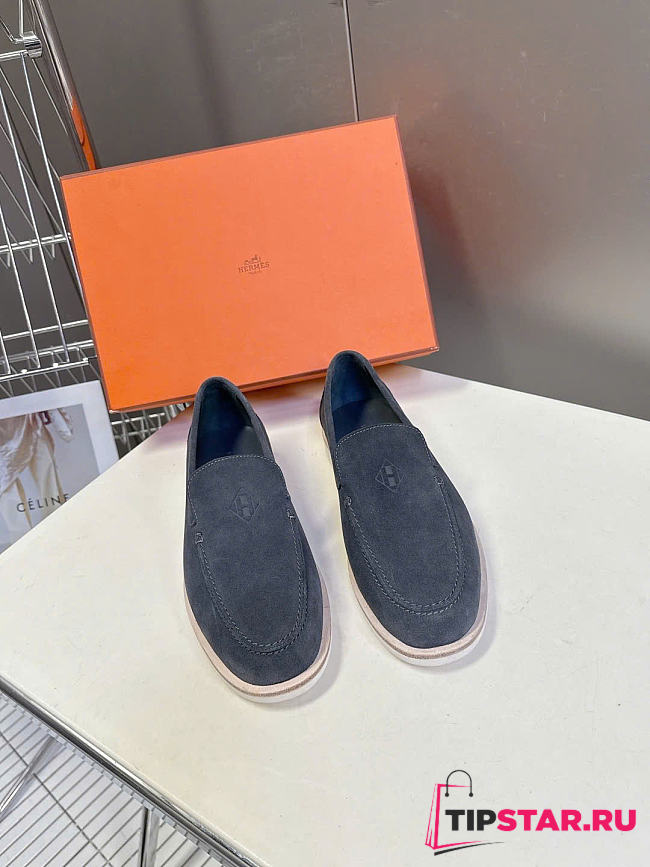 Hermès low loafers in suede combine sleek design Slate Blue Suede - 1