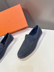 Hermès low loafers in suede combine sleek design Slate Blue Suede - 4