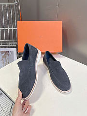Hermès low loafers in suede combine sleek design Slate Blue Suede - 2