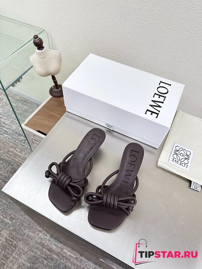 Loewe Flamenco Knot sandal in lambskin 5.5cm Dark Brown - 1