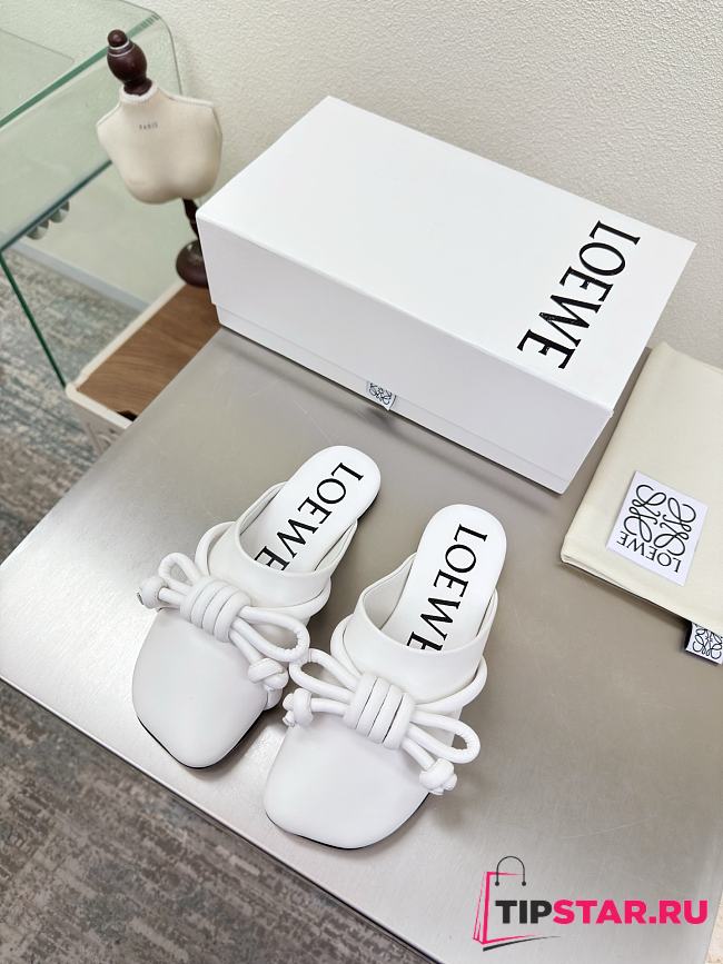 Loewe Flamenco Knot Mules White Leather - 1