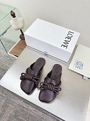 Loewe Flamenco Knot Mules Dark Chocolate Brown Leather - 1