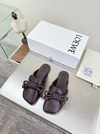 Loewe Flamenco Knot Mules Dark Chocolate Brown Leather
