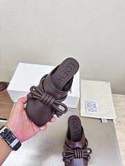 Loewe Flamenco Knot Mules Dark Chocolate Brown Leather - 6