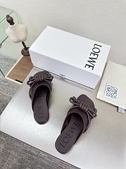 Loewe Flamenco Knot Mules Dark Chocolate Brown Leather - 5