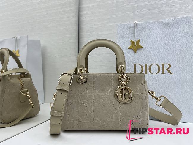Dior Lady Soft Bag In Gray Suede - 1