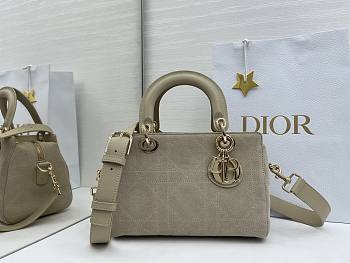 Dior Lady Soft Bag In Gray Suede
