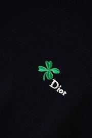 Dior Short-Sleeved Fitted Sweater Black Wool Knit with Green - 2