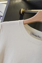 Dior Short-Sleeved Fitted Sweater White Wool Knit with Green - 4