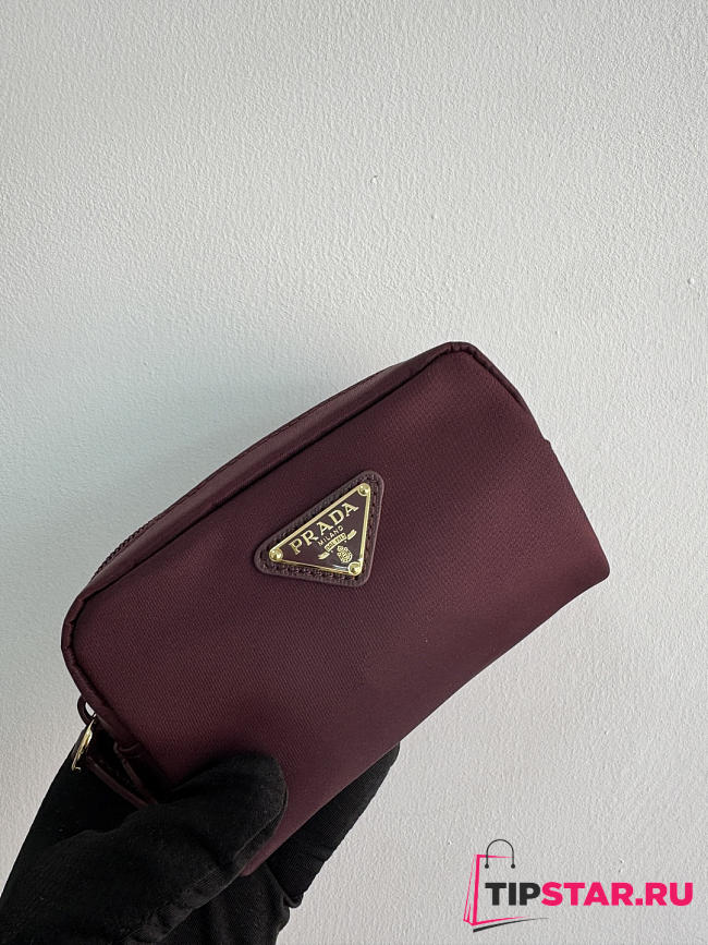 Prada Micro Re-Nylon pouch gold hardware Burgundy - 1