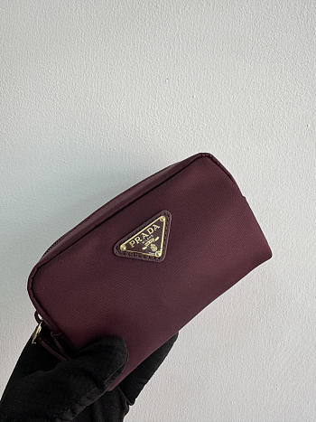 Prada Micro Re-Nylon pouch gold hardware Burgundy