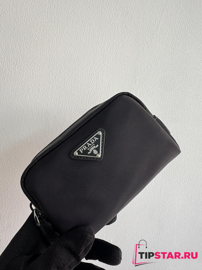 Prada Micro Re-Nylon pouch silver hardware Black - 1