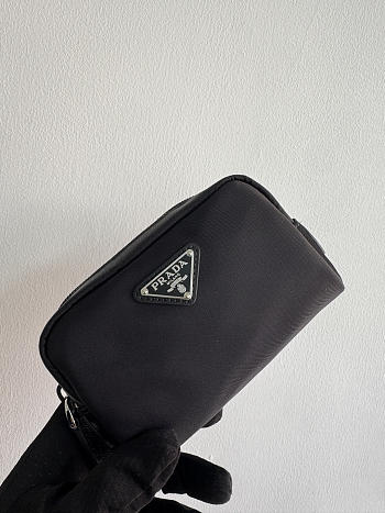 Prada Micro Re-Nylon pouch silver hardware Black