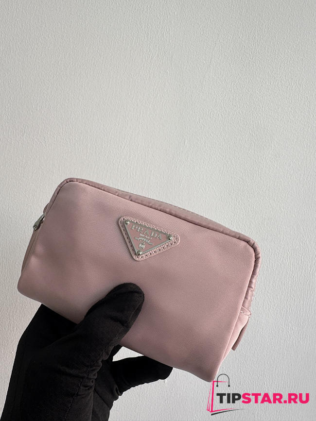 Prada Micro Re-Nylon pouch silver hardware baby Pink - 1