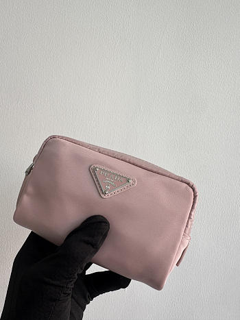 Prada Micro Re-Nylon pouch silver hardware baby Pink