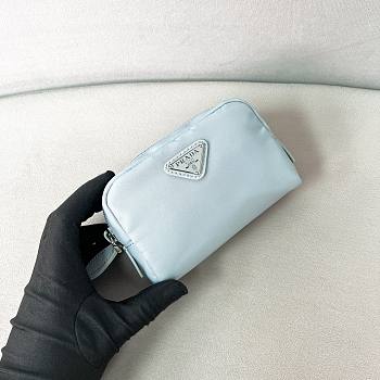 Prada Micro Re-Nylon pouch silver hardware Blue