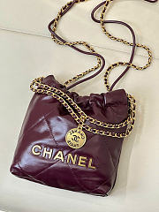 CHANEL 22 Shiny Calfskin Mini size Burgundy - 1