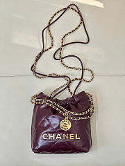 CHANEL 22 Shiny Calfskin Mini size Burgundy - 5