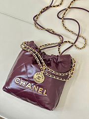 CHANEL 22 Shiny Calfskin Mini size Burgundy - 4