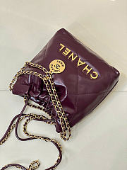 CHANEL 22 Shiny Calfskin Mini size Burgundy - 2