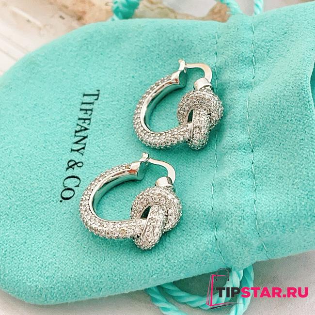 Tiffany Knot Pavé Hoop Earrings Silver - 1