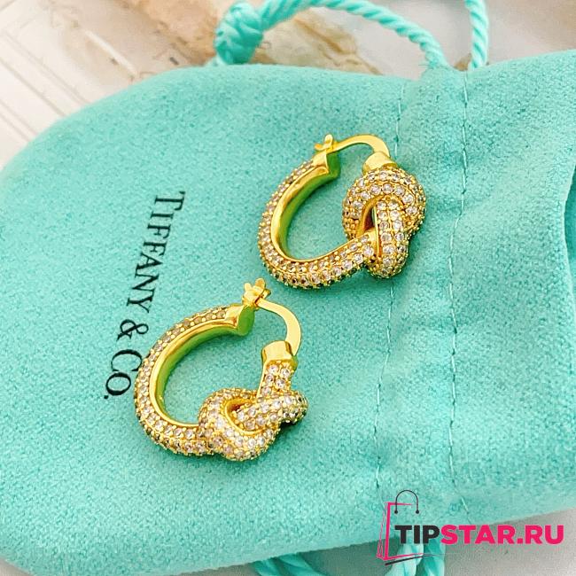 Tiffany Knot Pavé Hoop Earrings Gold - 1