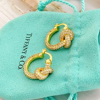 Tiffany Knot Pavé Hoop Earrings Gold
