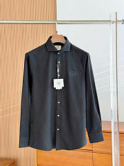 Hermès H-logo embroidered long sleeve shirt black - 1