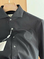 Hermès H-logo embroidered long sleeve shirt black - 3