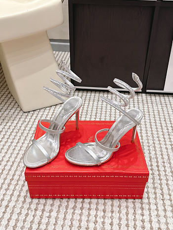 René Caovilla Cleo Silver Sandals 7.5 cm