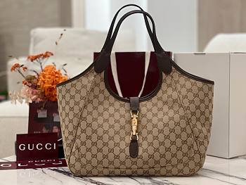 Gucci Mercato small tote bag sand and dark brown GG canvas