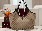Gucci Mercato small tote bag sand and dark brown GG canvas - 2