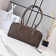 Loewe Amazona 31 debossed nubuck shoulder bag dark brown - 1