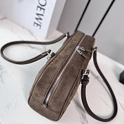 Loewe Amazona 31 debossed nubuck shoulder bag dark brown - 2