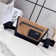 Loewe Mini Flex messenger in canvas and suede black/dark gold - 1