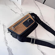 Loewe Mini Flex messenger in canvas and suede black/dark gold - 6